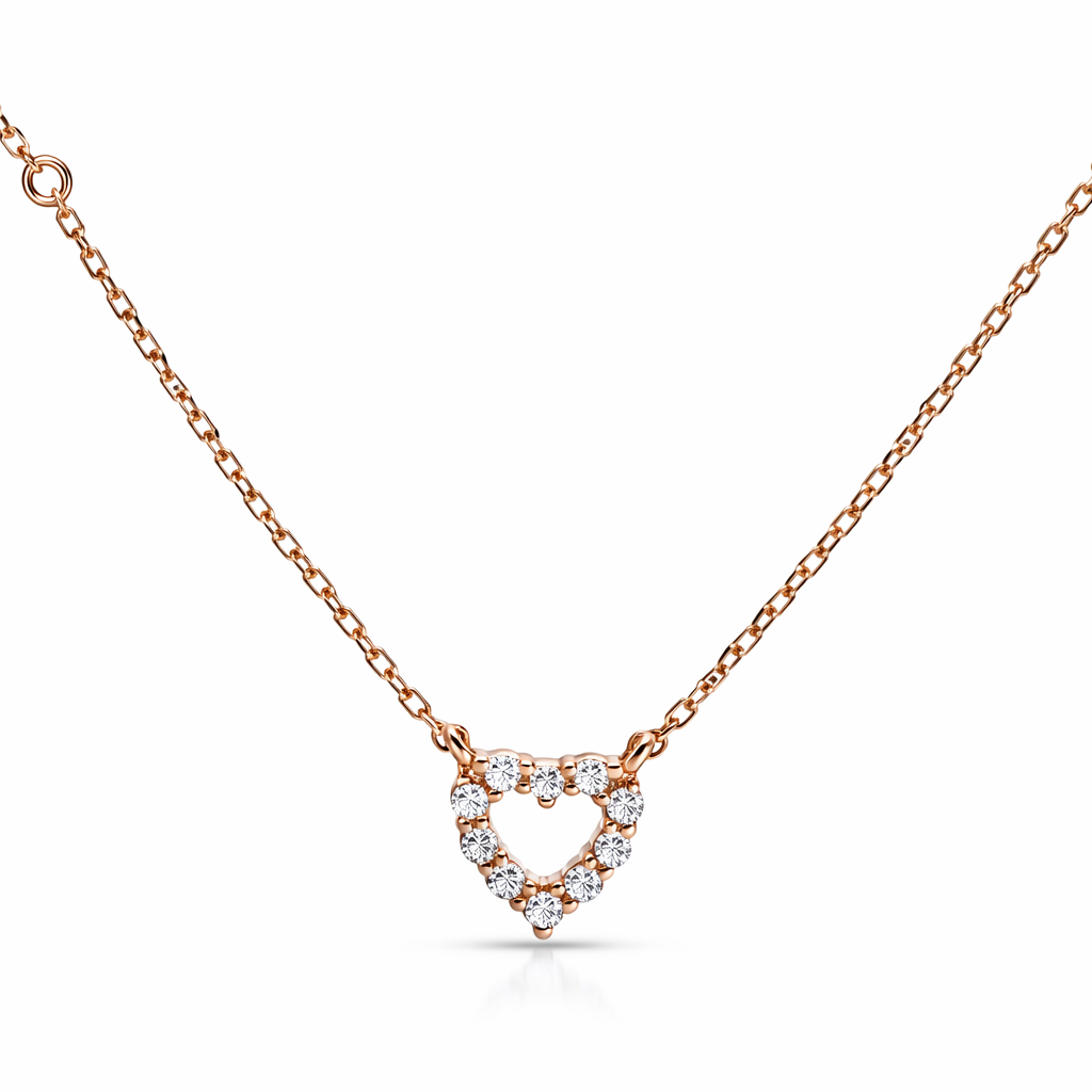 14k Rose Gold Open Heart Dia. Chain - Fine Jewelry | Bust Down & Co