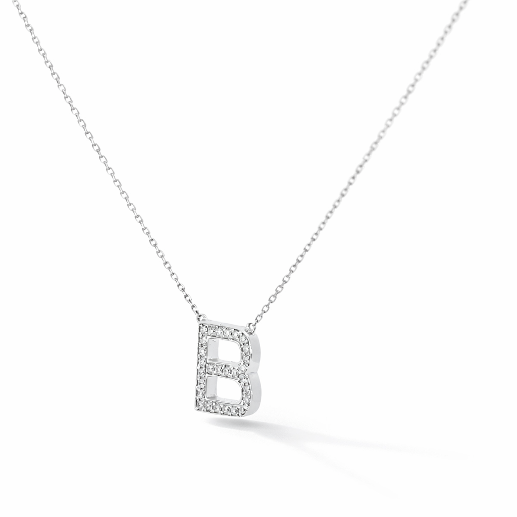 14k White Gold Initial Pendant Chain - Fine Jewelry | Bust Down & Co