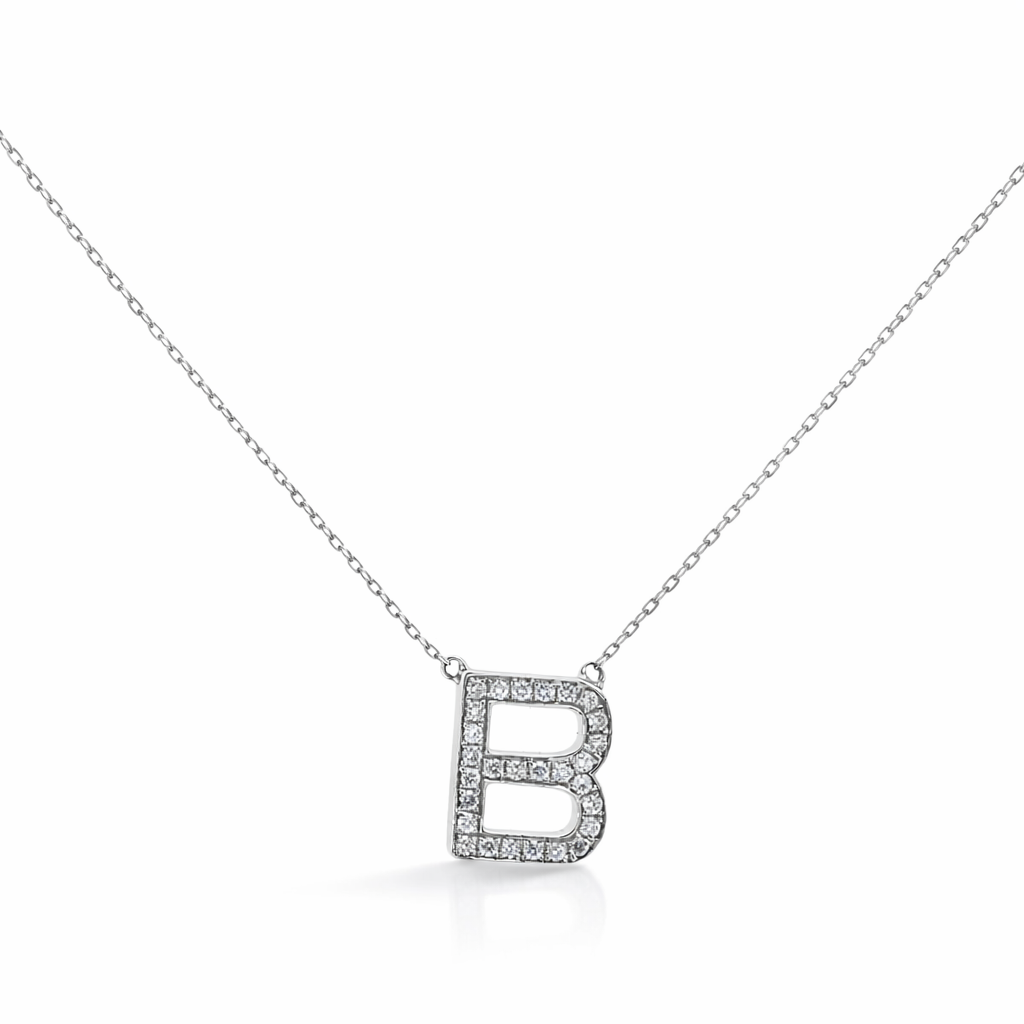 14k White Gold Initial Pendant Chain - Fine Jewelry | Bust Down & Co