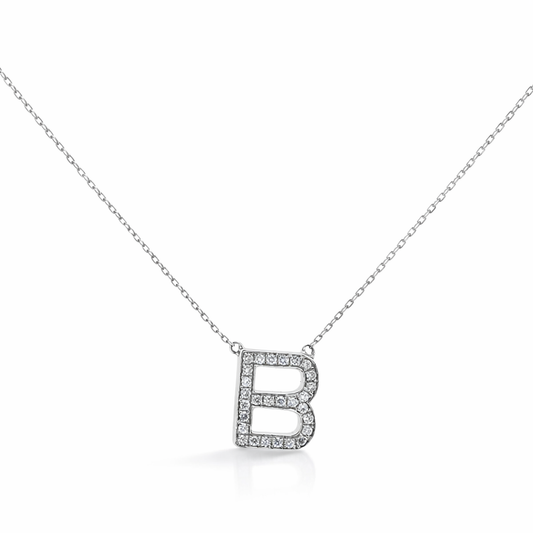 14k White Gold Initial Pendant Chain - Fine Jewelry | Bust Down & Co