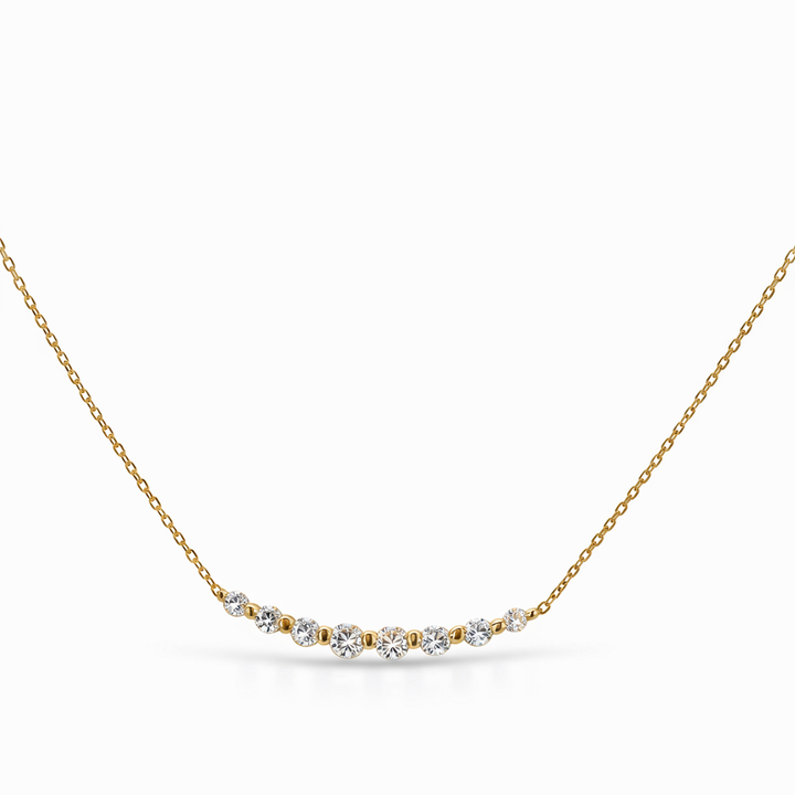 18K Yellow Gold Round Diamond Pendant Chain - 18 Inches