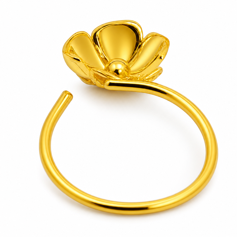 24K Gold Rose Flower Nose Ring 6mm