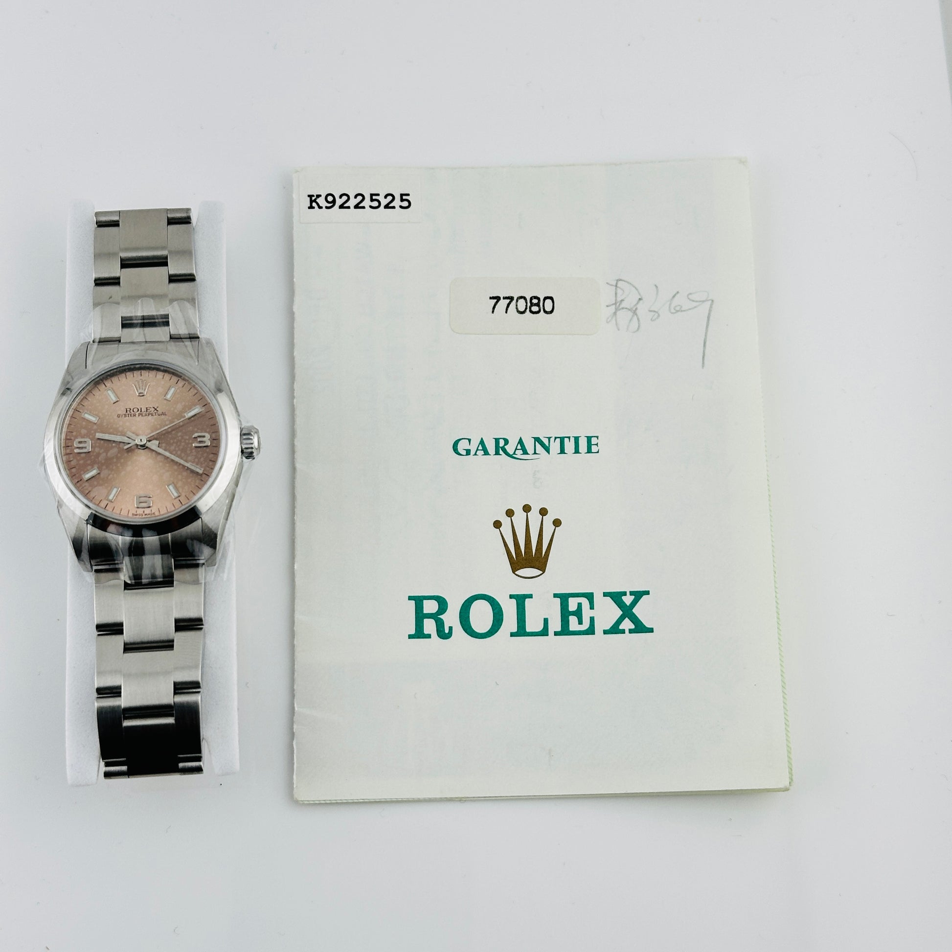 Rolex Oyster Perpetual Salmon / Arabic 3,6.9 Dial on Oyster Bracelet Ref. 77080 Papers 2002 — view 7