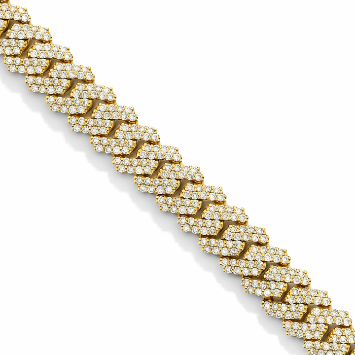 Cubana escalonada de oro amarillo de 10k con diamantes de 8,5 mm y 8,0 VS de 6,30 ct