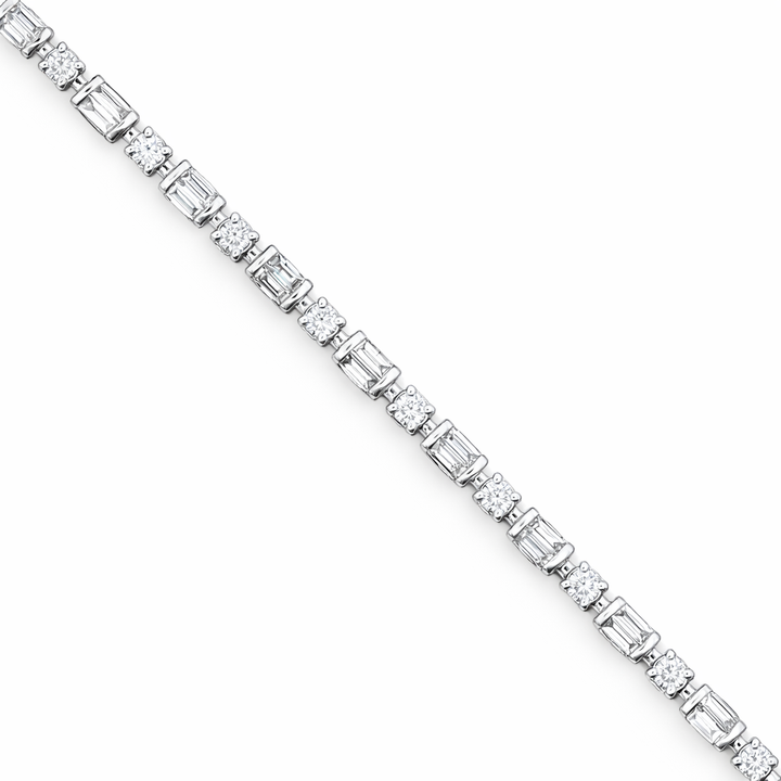 Pulsera de Baguettes en Oro Blanco de 14k con 1,94ct - 18cm