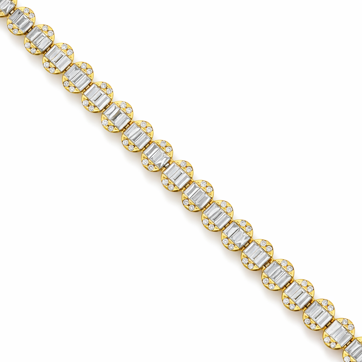 YG 10k 2.20ct Pulsera de tenis de diamantes talla baguette y redondos Largo 7.25"