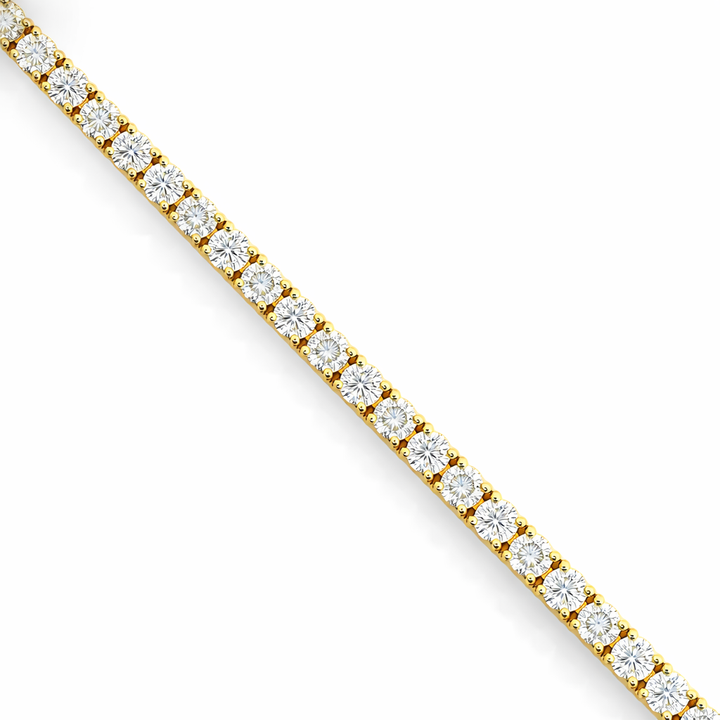 Pulsera de tenis de oro amarillo de 14k con 5.90ct de diamante, 7" de largo