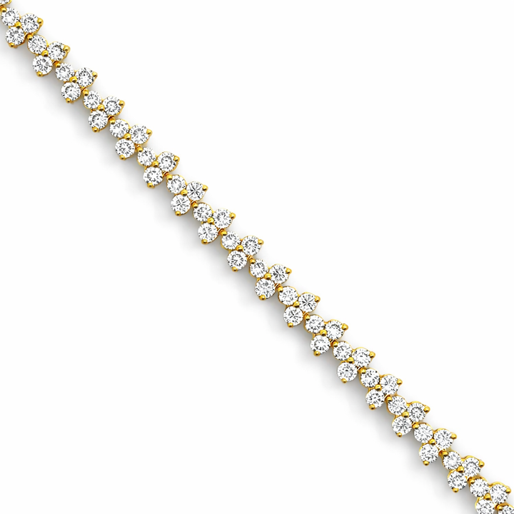 Pulsera de 3 diamantes, oro amarillo de 10k, 3,88 ct, 17,78 cm de largo.