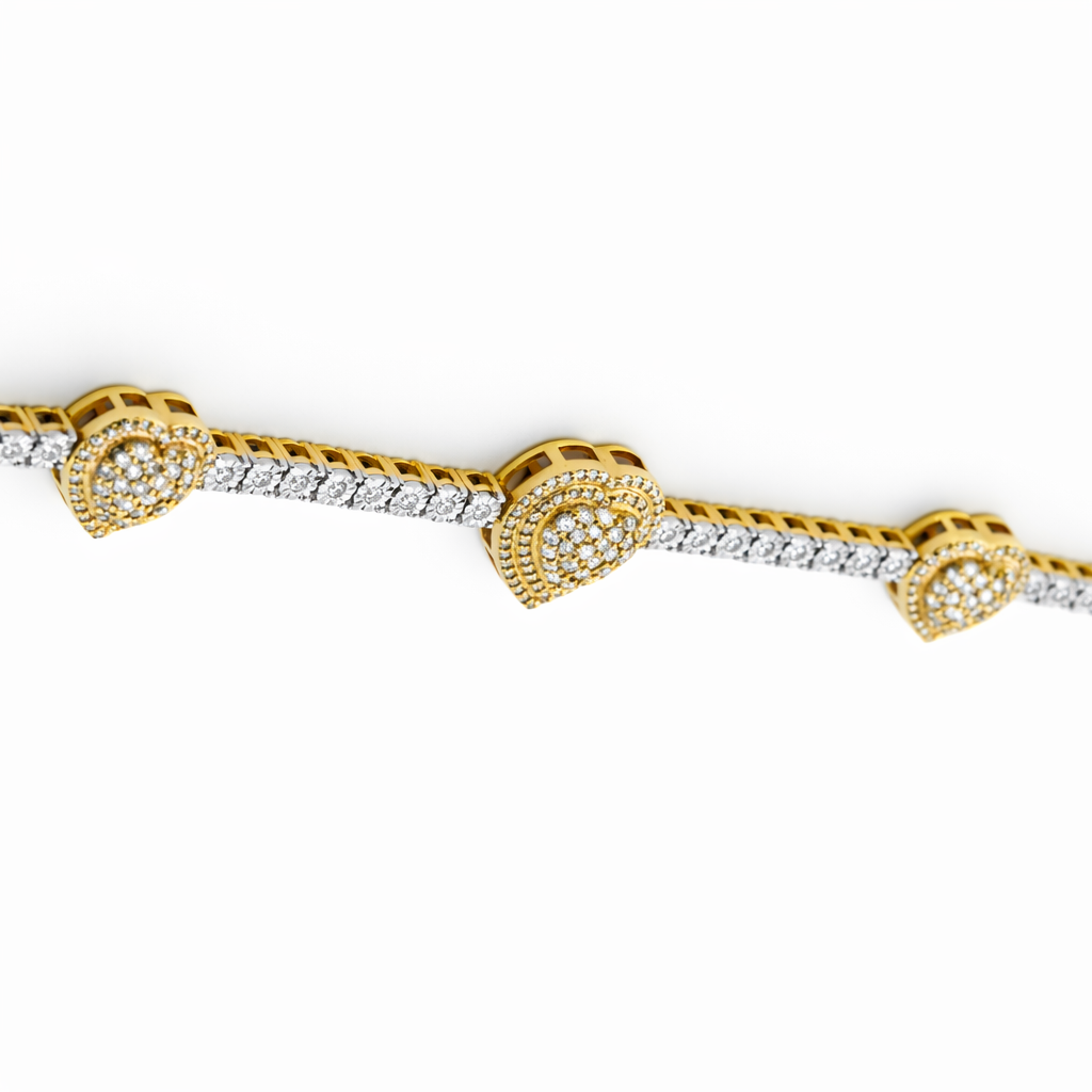 10k Wg/Yg Heart Illusion Set Bracelet - Fine Jewelry | Bust Down & Co