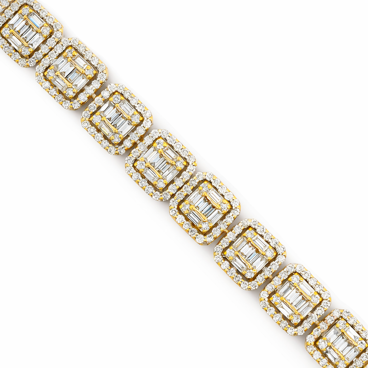 Pulsera de oro amarillo de 10k con diamantes baguette y redondos de 3.50 ct, calidad VS