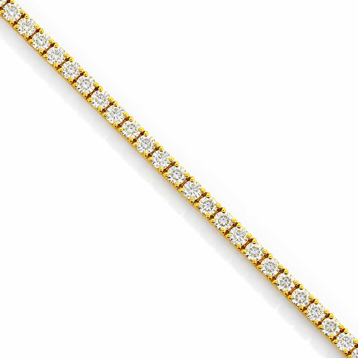Pulsera de tenis de oro amarillo de 14k con diamantes de laboratorio/CVD de 3,35 quilates y 6,5 g, 2,20 mm, longitud 7