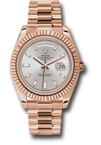 Rolex Day-Date 40 Sundust Baguette Cut Diamond Dial on President Ref. 228235 Card 2019