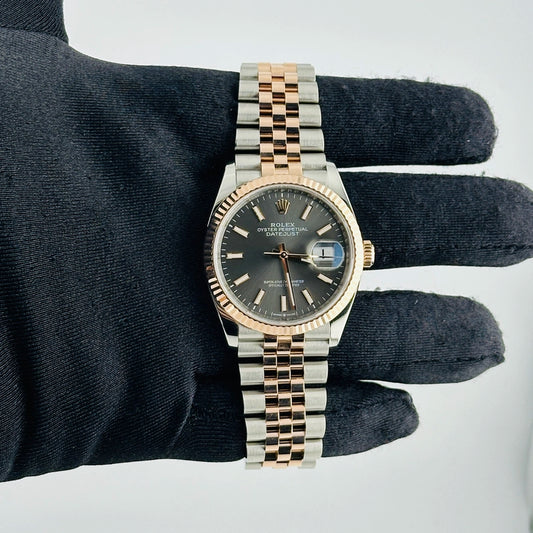 Rolex Datejust Dark Rhodium Index Dial on Jubilee Ref 126231 with New Style Card Green 2020