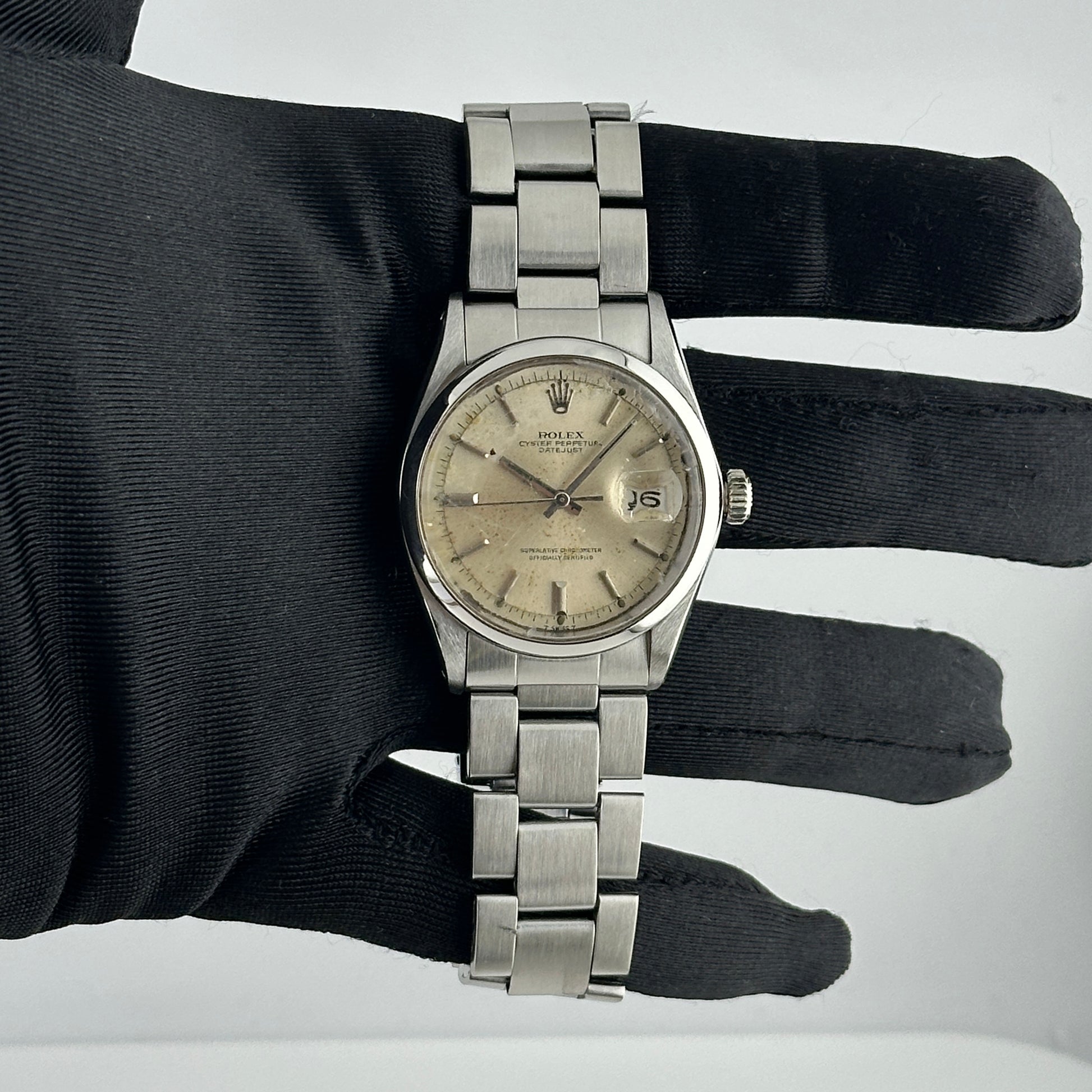 Rolex Datejust Silver Stick Dial on Oyster Ref. 1600 1969
