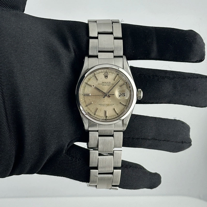 Rolex Datejust Silver Stick Dial on Oyster Ref 1600