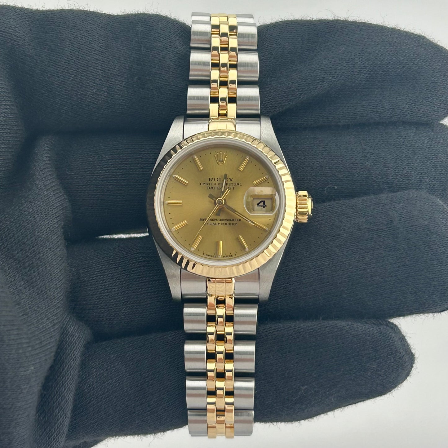 Rolex Datejust Lady Champagne Stick Dial on D Link Jubilee Bracelet Ref. 69173 1992
