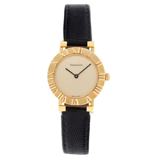 Tiffany & Co. Atlas Gold Dial on Black Leather Strap Ref. L0630