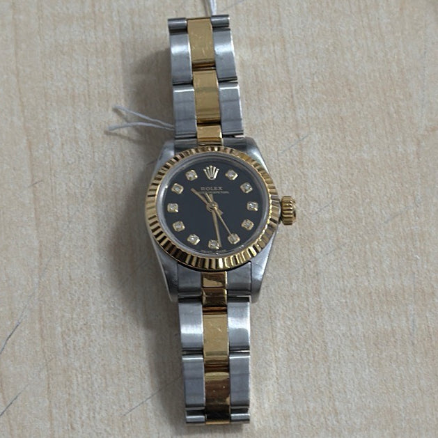 Rolex Oyster Perpetual Am Black / Yellow Diamond Markers Dial on Oyster Ref. 67193 1989