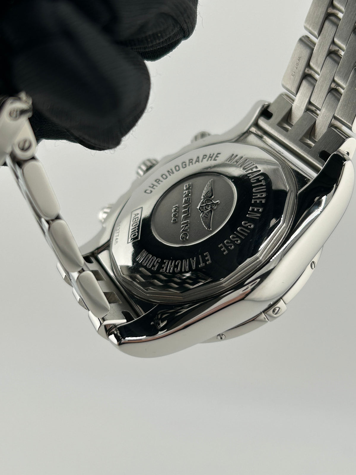 Breitling Chronomat Black Roman Dial on Stainless Steel Bracelet Ref. AB011012 Complete 2014 — view 7