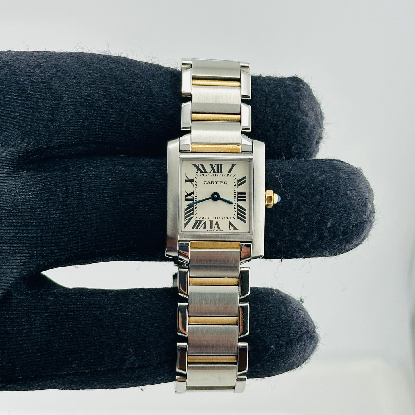 Cartier Tank Francaise White Roman Dial on 2 Tone Bracelet Ref. 2384/W51007Q4 — view 2