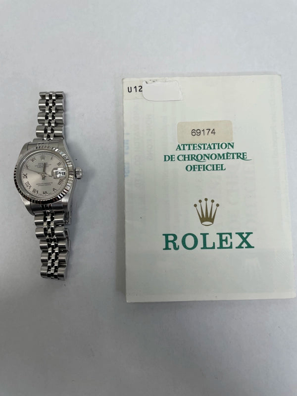 Rolex Datejust Silver Roman Dial on Jubilee Ref 69174 with Papers 1997