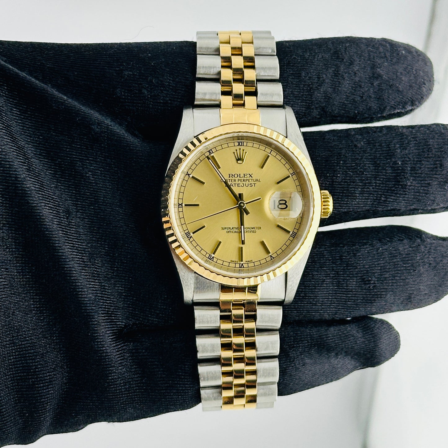 Rolex Datejust Champagne Stick Dial on D Link Jubilee Ref. 16233 2000