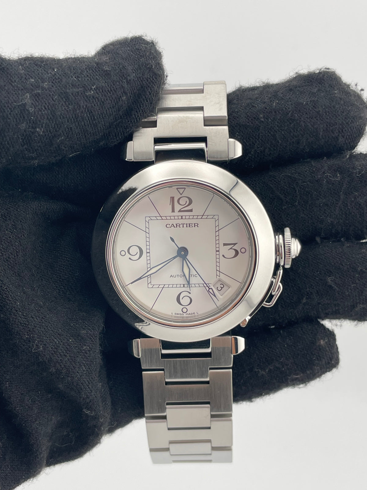 Cartier Pasha C White Dial on Stainless Steel Bracelet Ref. W31074M7 — view 2