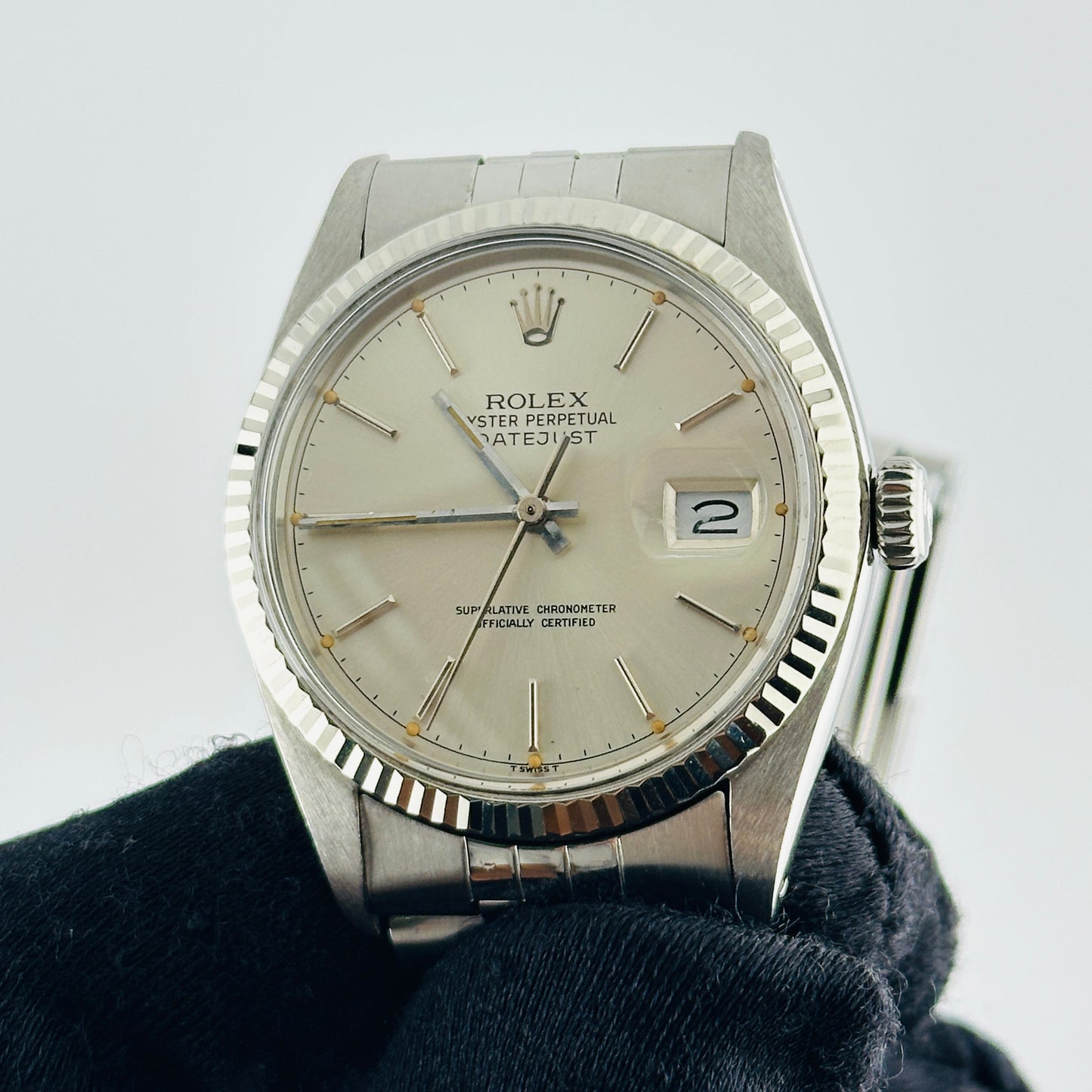 Rolex Datejust Silver Stick Dial on D Link Jubilee Ref. 16014 1979 — view 2