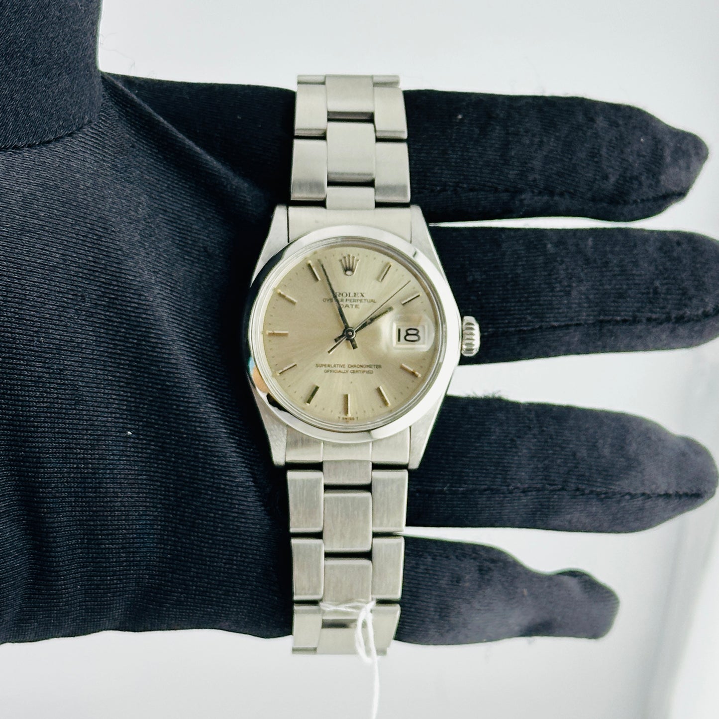 Rolex Oyster Perpetual Date Silver Stick Dial on Oyster Ref. 1500 1970