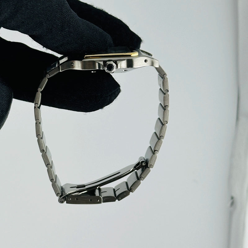 Cartier Santos Galbee White Roman Dial on 2 Tone Bracelet Ref 2961