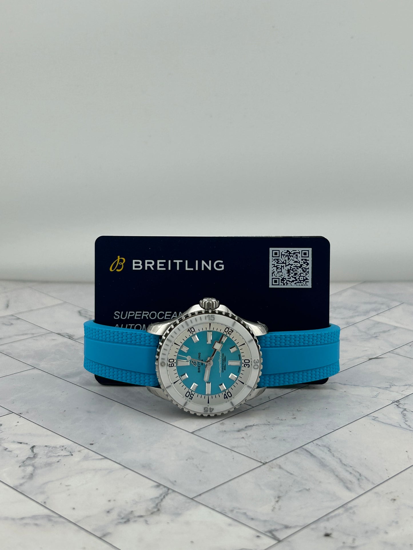 Breitling Superocean Automatic Turquoise Dial on Rubber Strap Ref. A17377211C1S1 Card 2026 — view 7