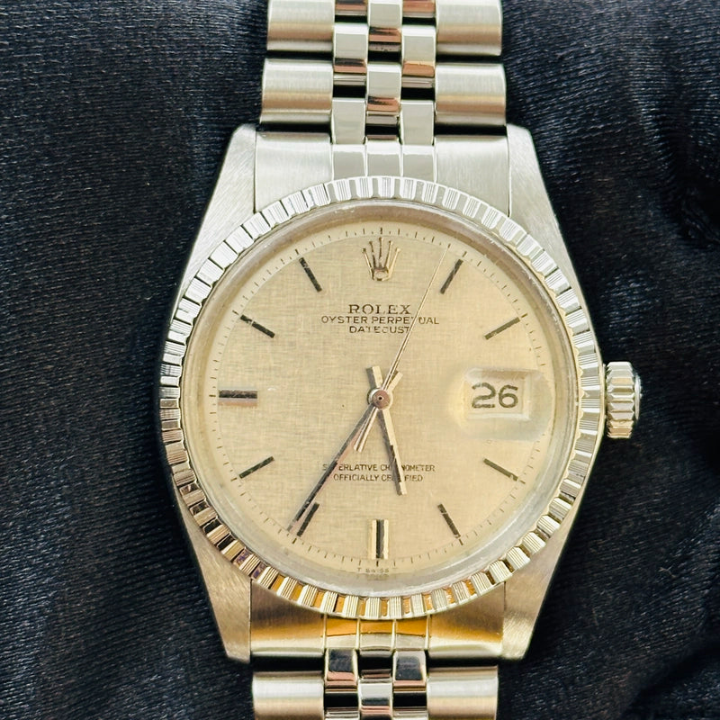 Rolex Datejust Silver Linen Dial on D Link Jubilee Ref 1603