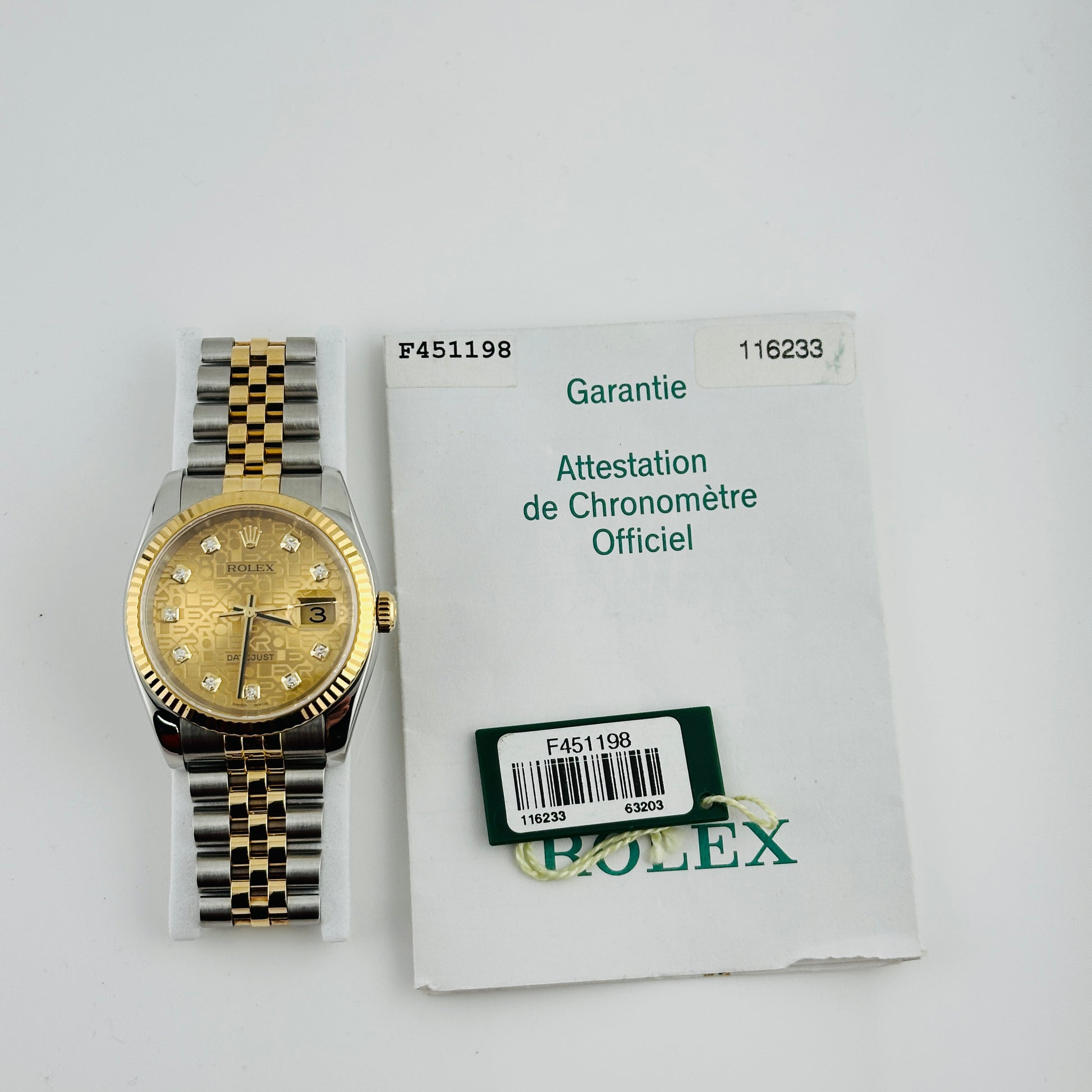 Rolex Datejust Gold Anniversary Diamond Dial Dial on Jubilee Ref. 116233 Papers 2004 — view 6