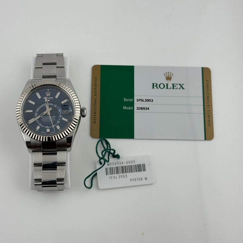 Rolex Sky Dweller Blue Dial on Oyster Ref 326934 with New Style Card White 2020