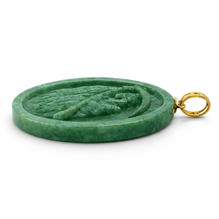 18K Yellow Gold Grade A Jade Grim Reaper Pendant