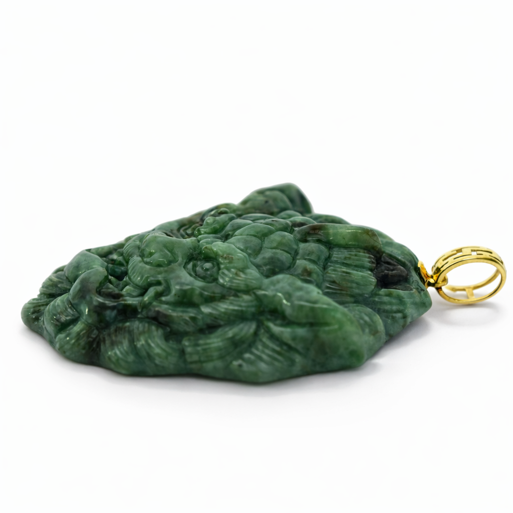 18k Yellow Gold Grade A Jade Pendant - Fine Jewelry | Bust Down & Co