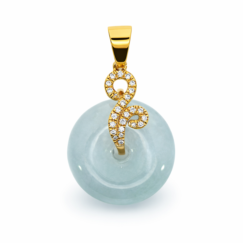 18K Yellow Gold 0.51 CTW Jade Donut Diamond Swirl Pendant