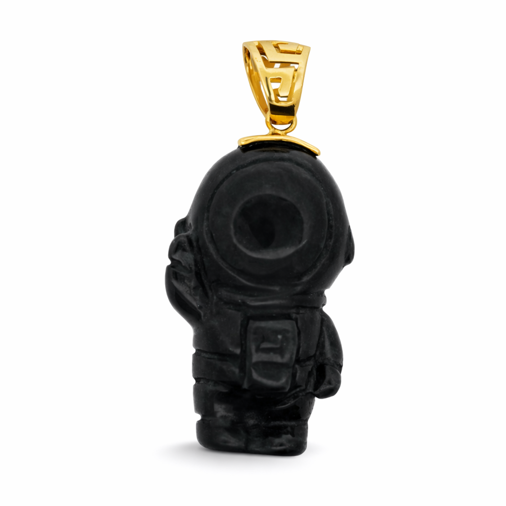 14k Yellow Gold Astronaut Jade Pendant - Fine Jewelry | Bust Down & Co