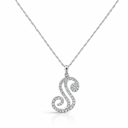 18k White Gold Initial Style Pendant - Fine Jewelry | Bust Down & Co