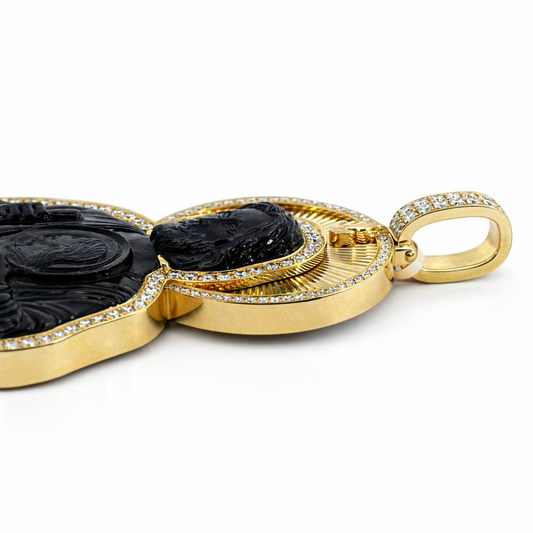 YG 10K 2.90CT Dia. Wrap Jesus Pendants