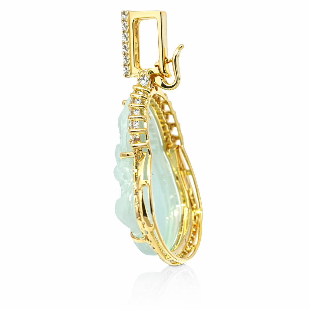 18k Yellow Gold Dia. Wrap Buddha Pendant - Fine Jewelry | Bust Down & Co