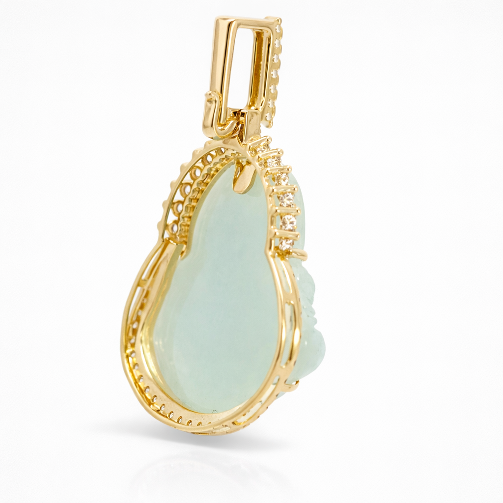 18k Yellow Gold Dia. Wrap Buddha Pendant - Fine Jewelry | Bust Down & Co