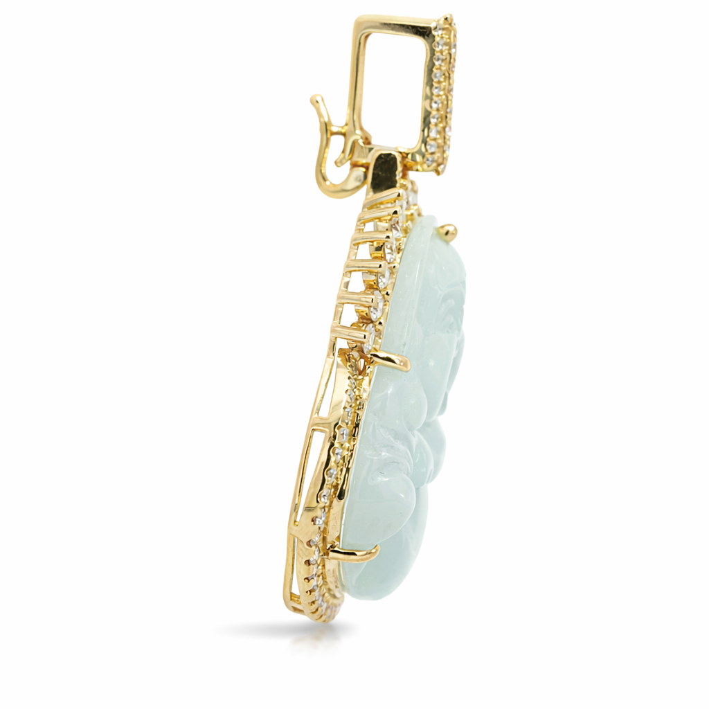 18k Yellow Gold Dia. Wrap Buddha Pendant - Fine Jewelry | Bust Down & Co