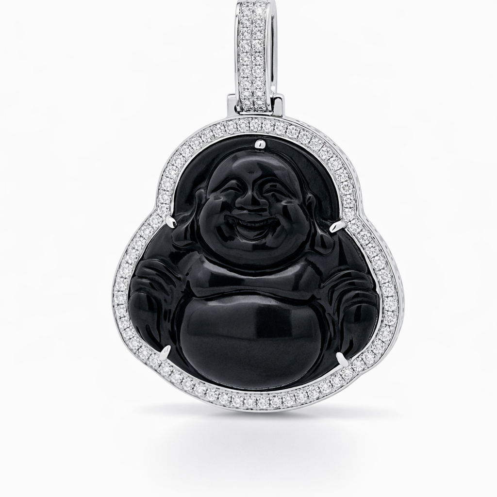 18k White Gold Dia. Wrap Buddha Pendant - Fine Jewelry | Bust Down & Co