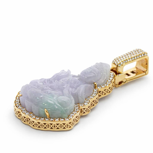 18K Yellow Gold Lady Buddha Diamond Wrap Pendant 2.46 CTW