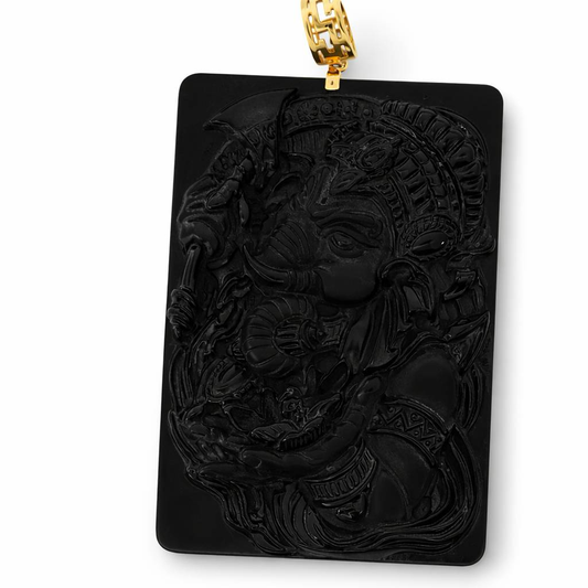 18K Yellow Gold Grade A Elephant Warrior Jade Pendant with Versace