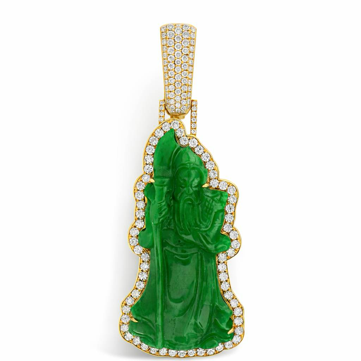 Colgantes YG 18K 2.54CT de jade con envoltura de diamantes del Dios de la Guerra