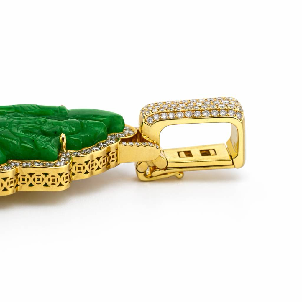 YG 18K 2.54CT Jade God Of War Dia. Wrap Pendants