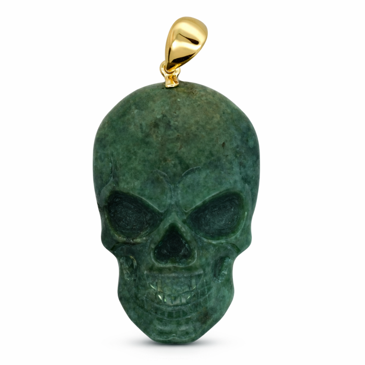 Colgantes de jade de calavera grado A YG 18k con asa