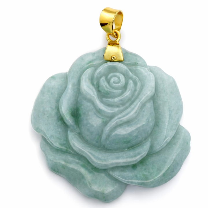 Colgante de jade YG 14k, grado A, de rosa